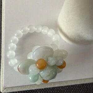 💯% Jade Beaded Flower Ring